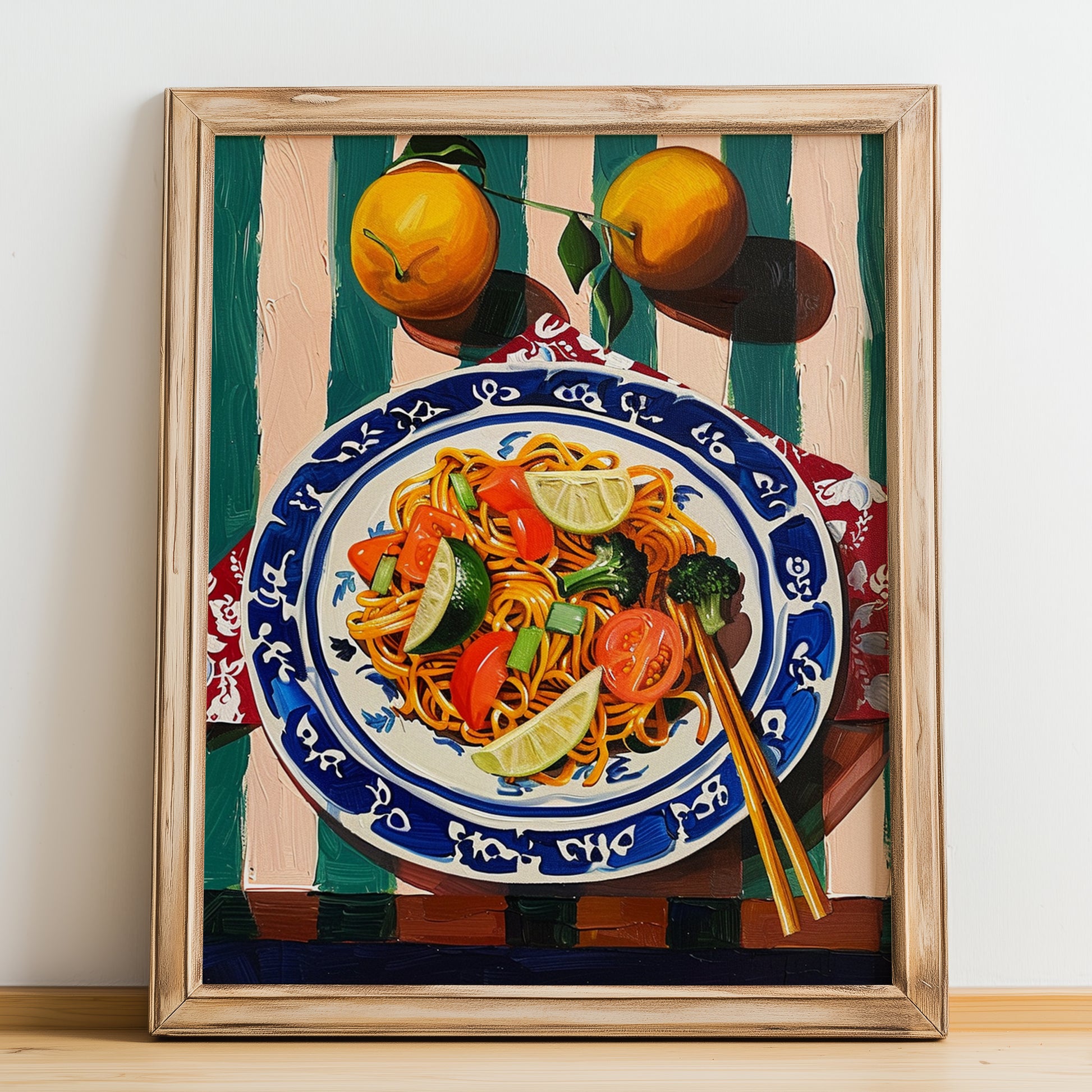 Chow Mein – Art, Chinese Food Still Life, no-text version framed in wood
