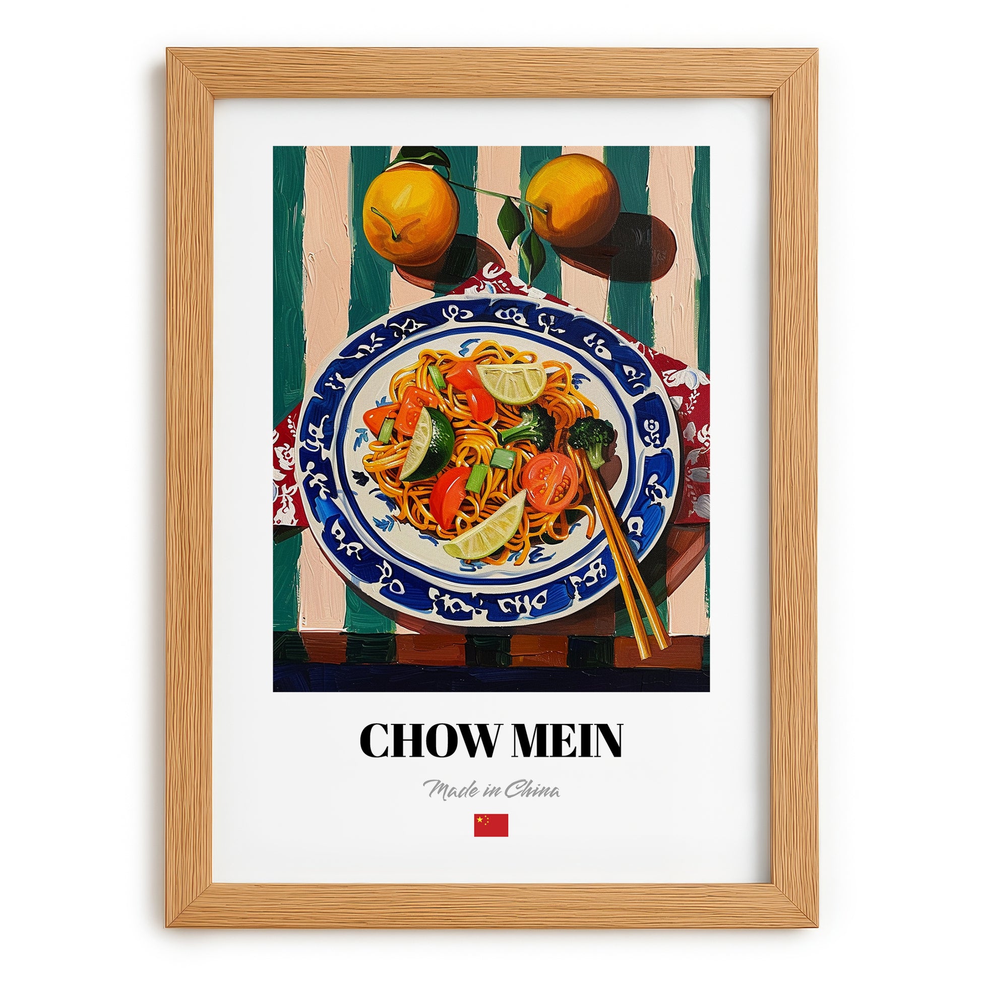 Chow Mein – Art, Chinese Food Still Life, set in oak frame