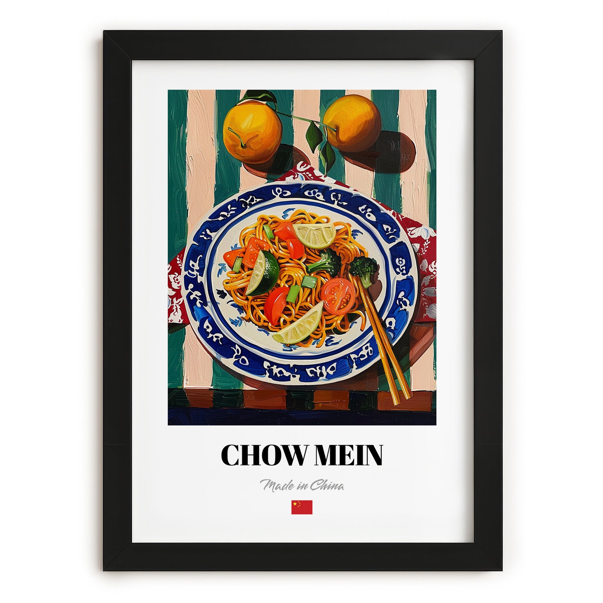 Chow Mein – Art, Chinese Food Still Life, in sleek black frame