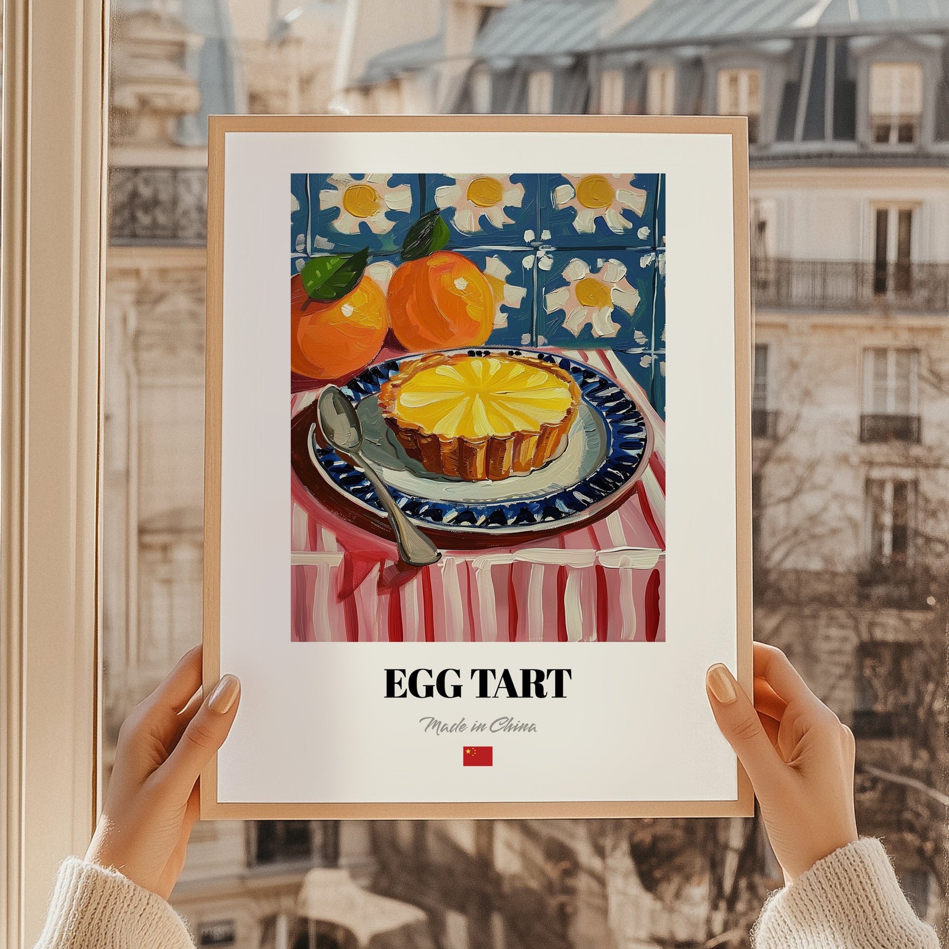 Egg Tart (Dàn Tǎ) – Art, Chinese Dessert Wall Decor, styled in a charming Paris street view