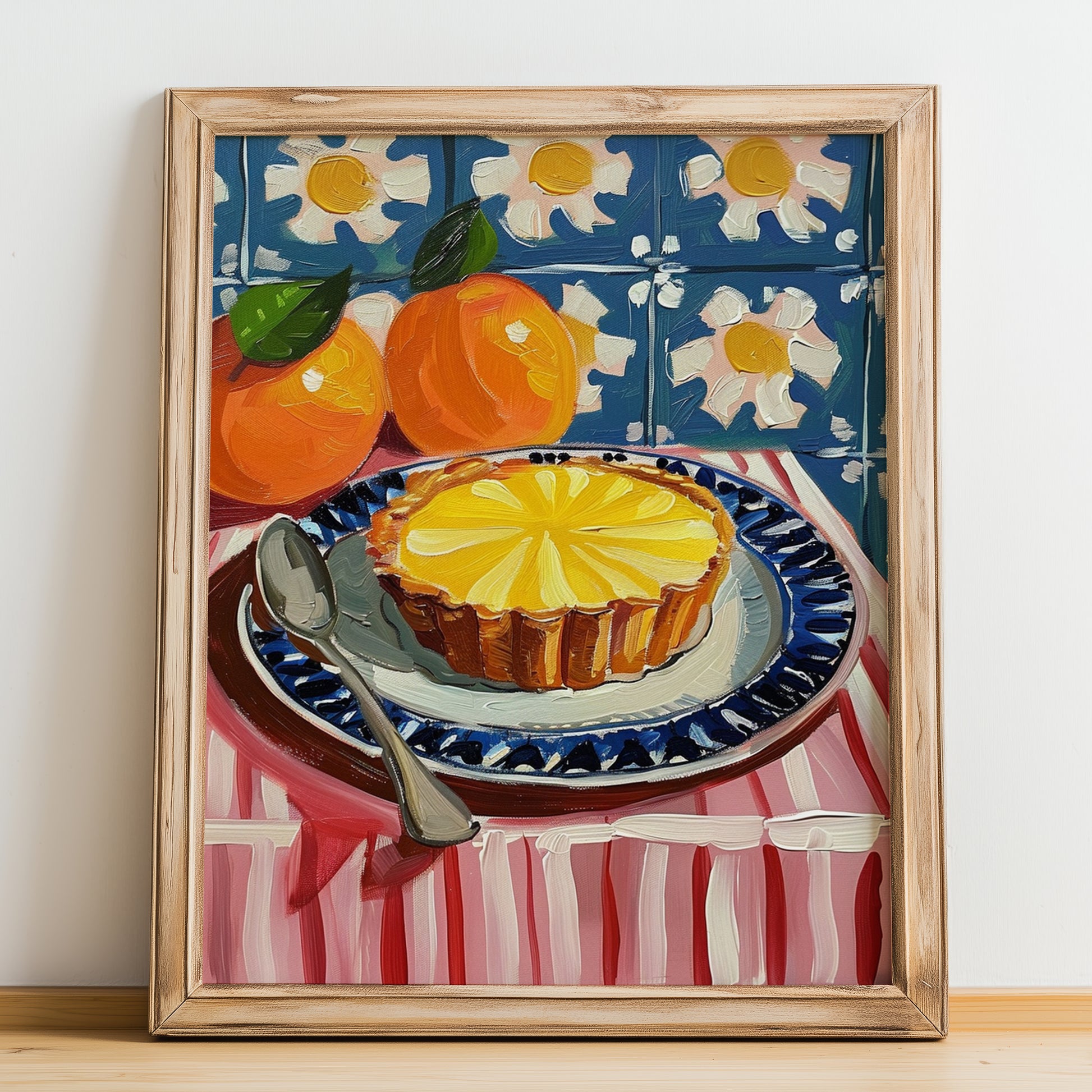 Egg Tart (Dàn Tǎ) – Art, Chinese Dessert Wall Decor, no-text version framed in wood