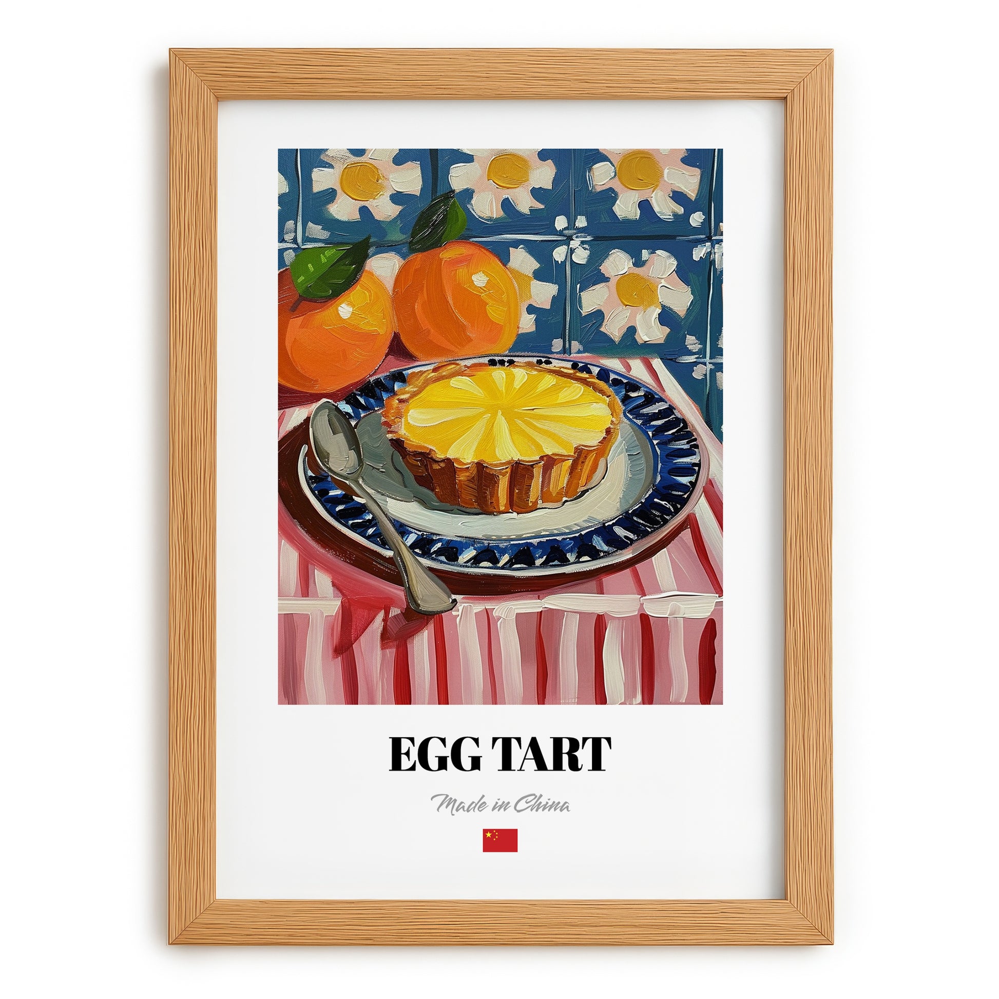 Egg Tart (Dàn Tǎ) – Art, Chinese Dessert Wall Decor, set in oak frame