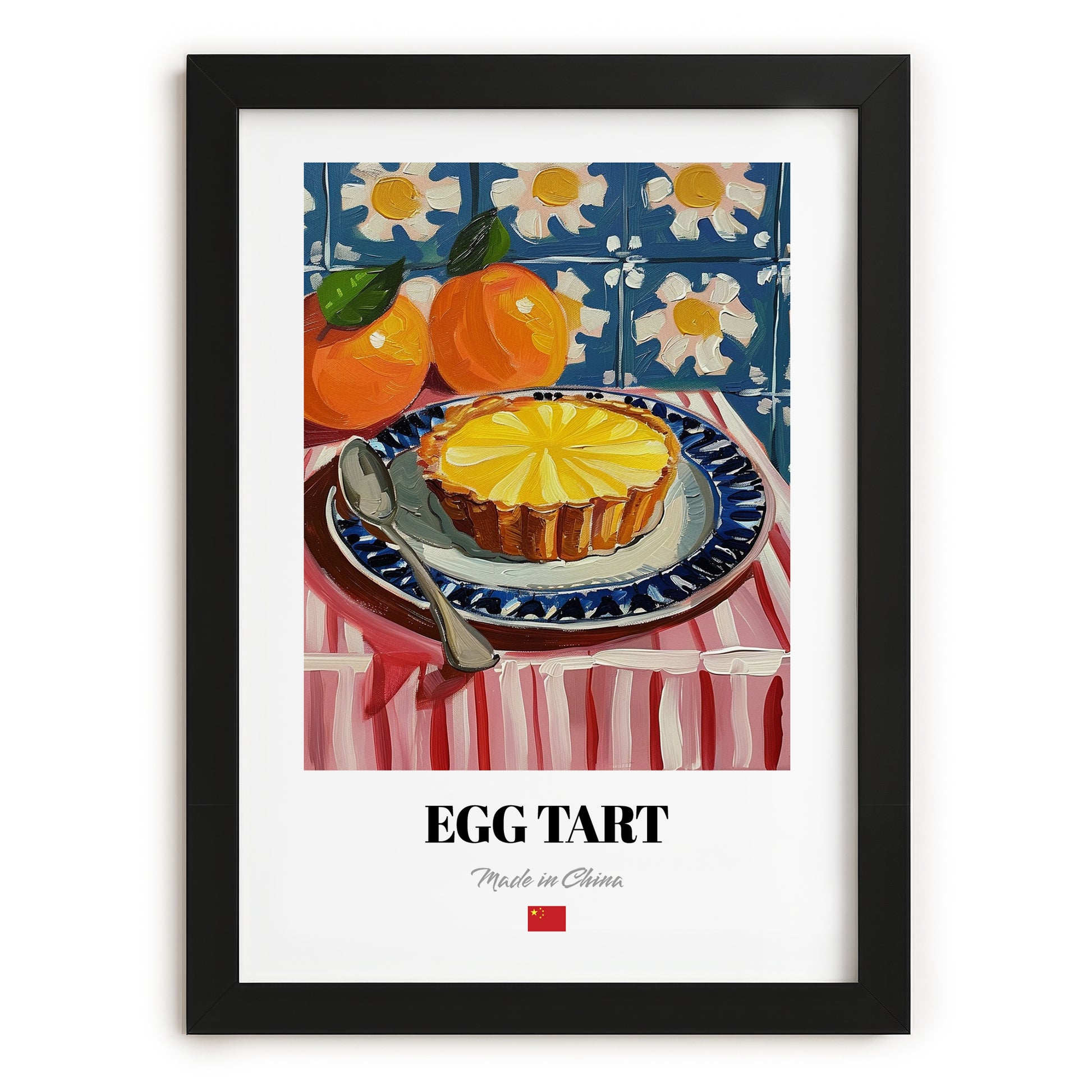 Egg Tart (Dàn Tǎ) – Art, Chinese Dessert Wall Decor, in sleek black frame