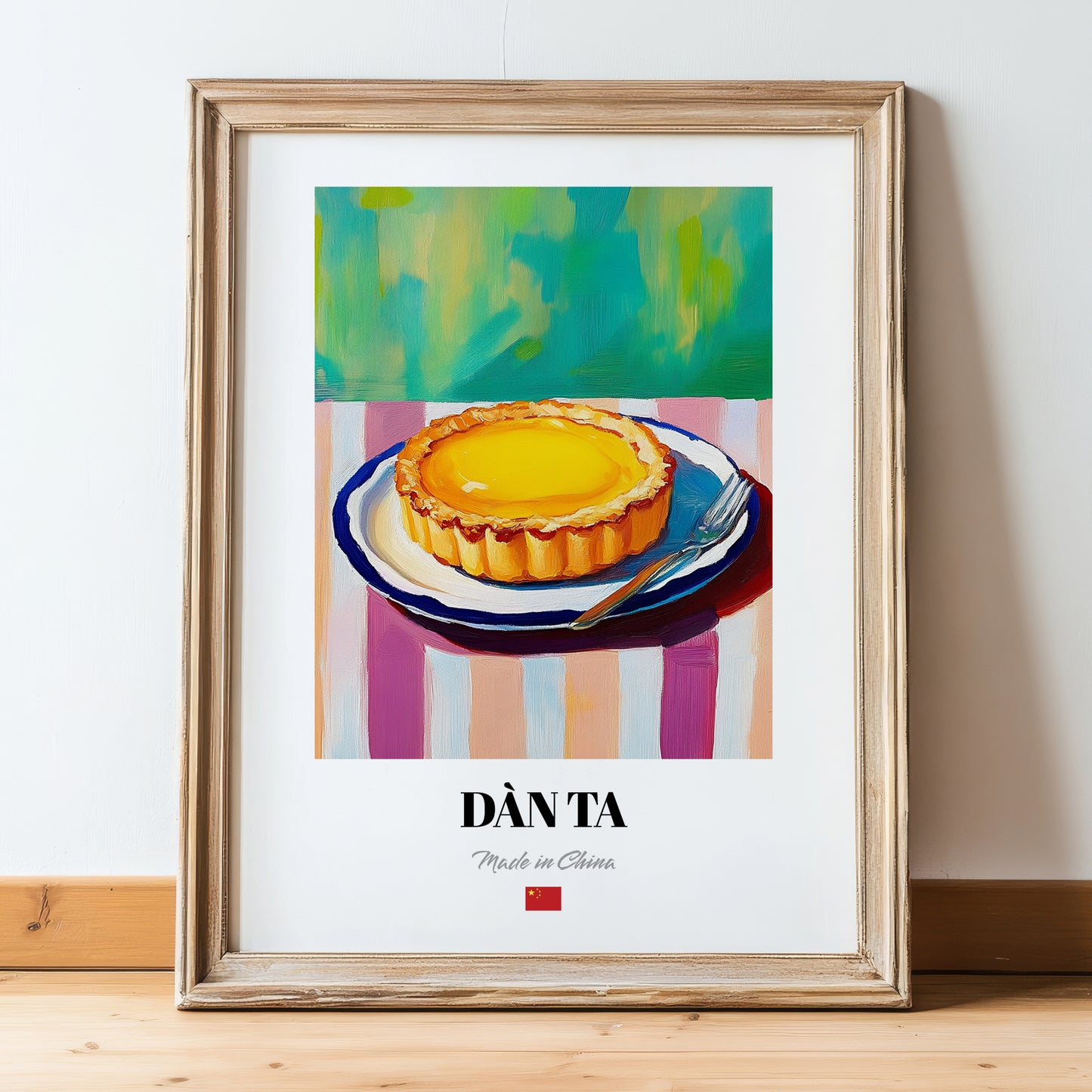 Dàn Tǎ – Art, Chinese Dessert Wall Painting, in wooden frame leaning on the floor