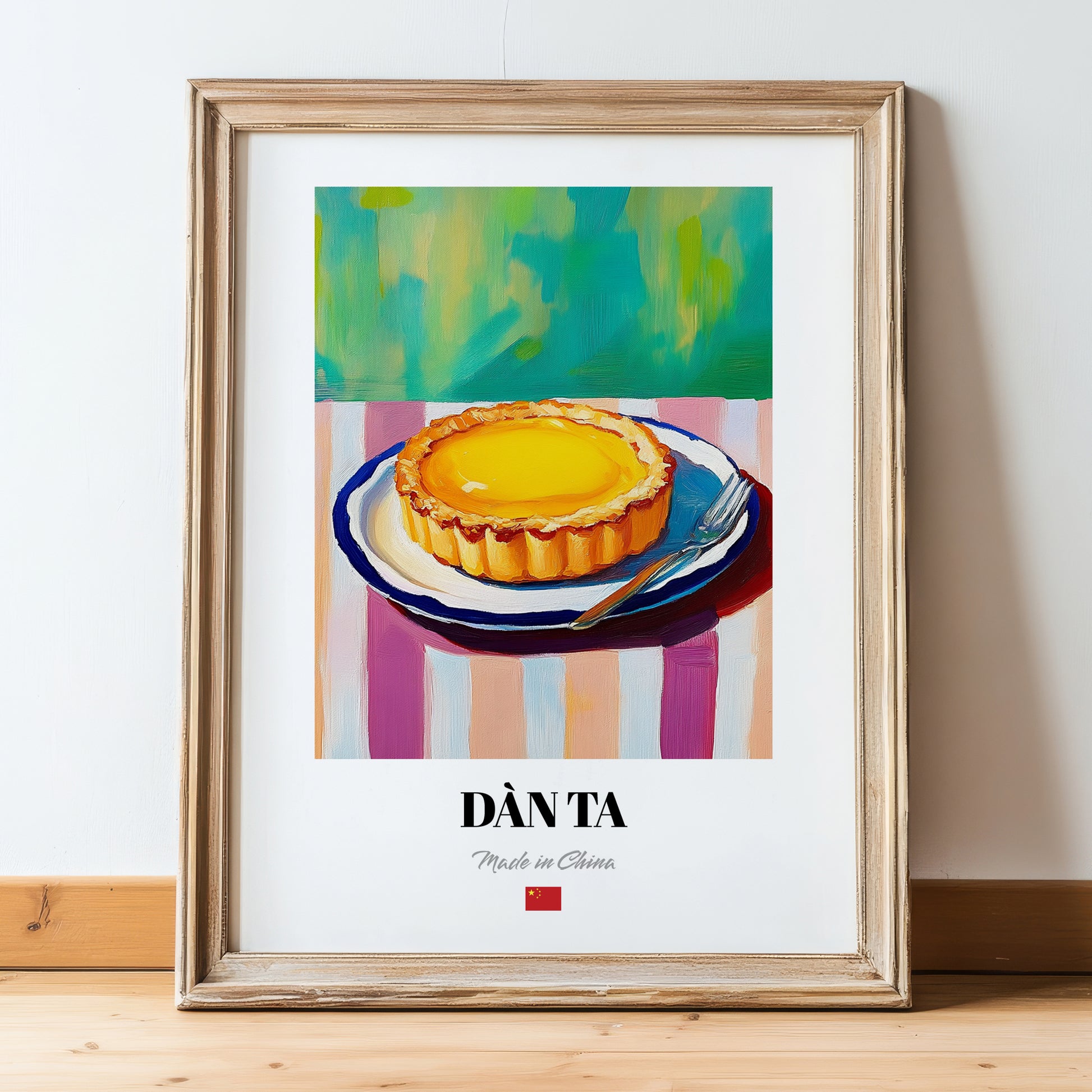 Dàn Tǎ – Art, Chinese Dessert Wall Painting, in wooden frame leaning on the floor