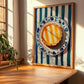 Dàn Tǎ (Egg Tart) – on Striped Tablecloth, Chinese Dessert Poster, clean layout with no caption