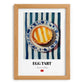 Dàn Tǎ (Egg Tart) – on Striped Tablecloth, Chinese Dessert Poster, set in oak frame