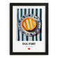 Dàn Tǎ (Egg Tart) – on Striped Tablecloth, Chinese Dessert Poster, in sleek black frame