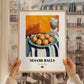 Sesame Balls (Jiān Dùi) – Oil Painting, Chinese Dessert Illustration, styled in a charming Paris street view