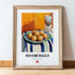 Sesame Balls (Jiān Dùi) – Oil Painting, Chinese Dessert Illustration, in wooden frame leaning on the floor
