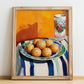 Sesame Balls (Jiān Dùi) – Oil Painting, Chinese Dessert Illustration, no-text version framed in wood