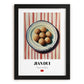 Jiān Dùi (Sesame Balls) – on Striped Tablecloth, Chinese Dessert Wall Decor, in sleek black frame