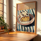 Stollen – on Striped Tablecloth, German Dessert Poster, clean layout with no caption