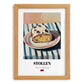 Stollen – on Striped Tablecloth, German Dessert Poster, set in oak frame