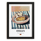 Stollen – on Striped Tablecloth, German Dessert Poster, in sleek black frame