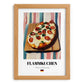 Flammkuchen – on Striped Tablecloth, German Food Painting, set in oak frame