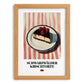 Schwarzwälder Kirschtorte – on Striped Tablecloth, German Dessert Art, set in oak frame