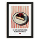 Schwarzwälder Kirschtorte – on Striped Tablecloth, German Dessert Art, in sleek black frame