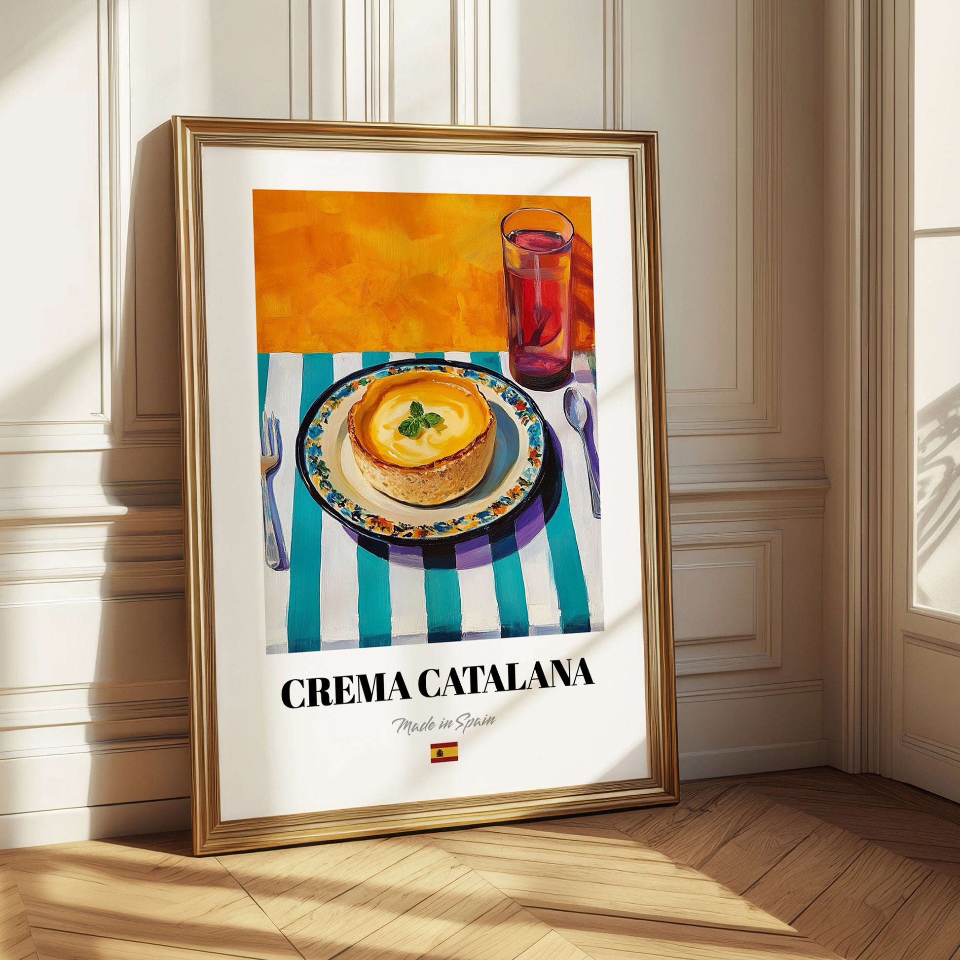 Crema Catalana – Oil Painting, Spanish Dessert Illustration 