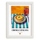 Crema Catalana – Oil Painting, Spanish Dessert Illustration, placed in minimal white frame