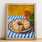Ensaimada – Colorful Oil Painting, Spanish Pastry Wall Decor, no-text version framed in wood