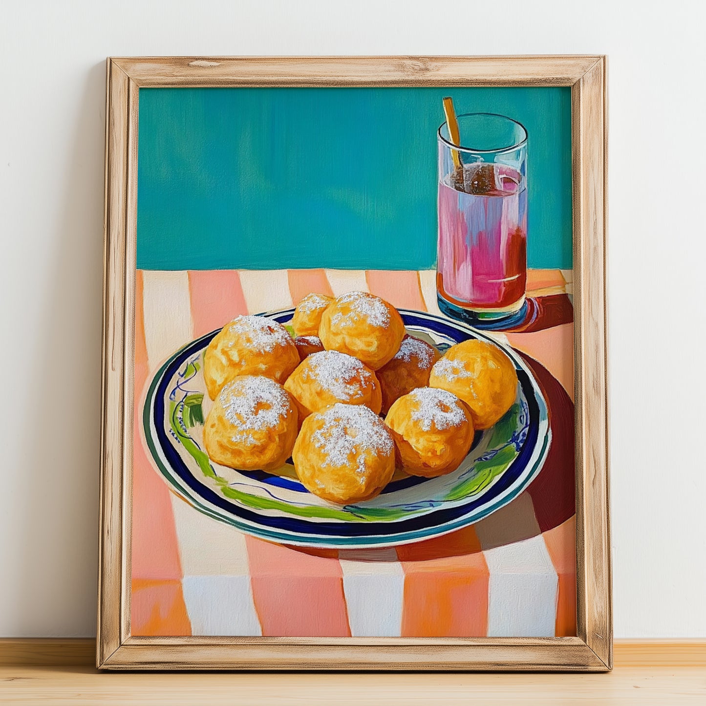 Buñuelos de Viento – Art, Spanish Dessert Wall Print, no-text version framed in wood