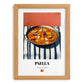Paella – on Striped Tablecloth, Spanish Food Wall Art, set in oak frame