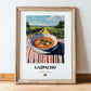 Gazpacho  Hilltop Café Scene, Spanish Food Painting, in wooden frame leaning on the floor
