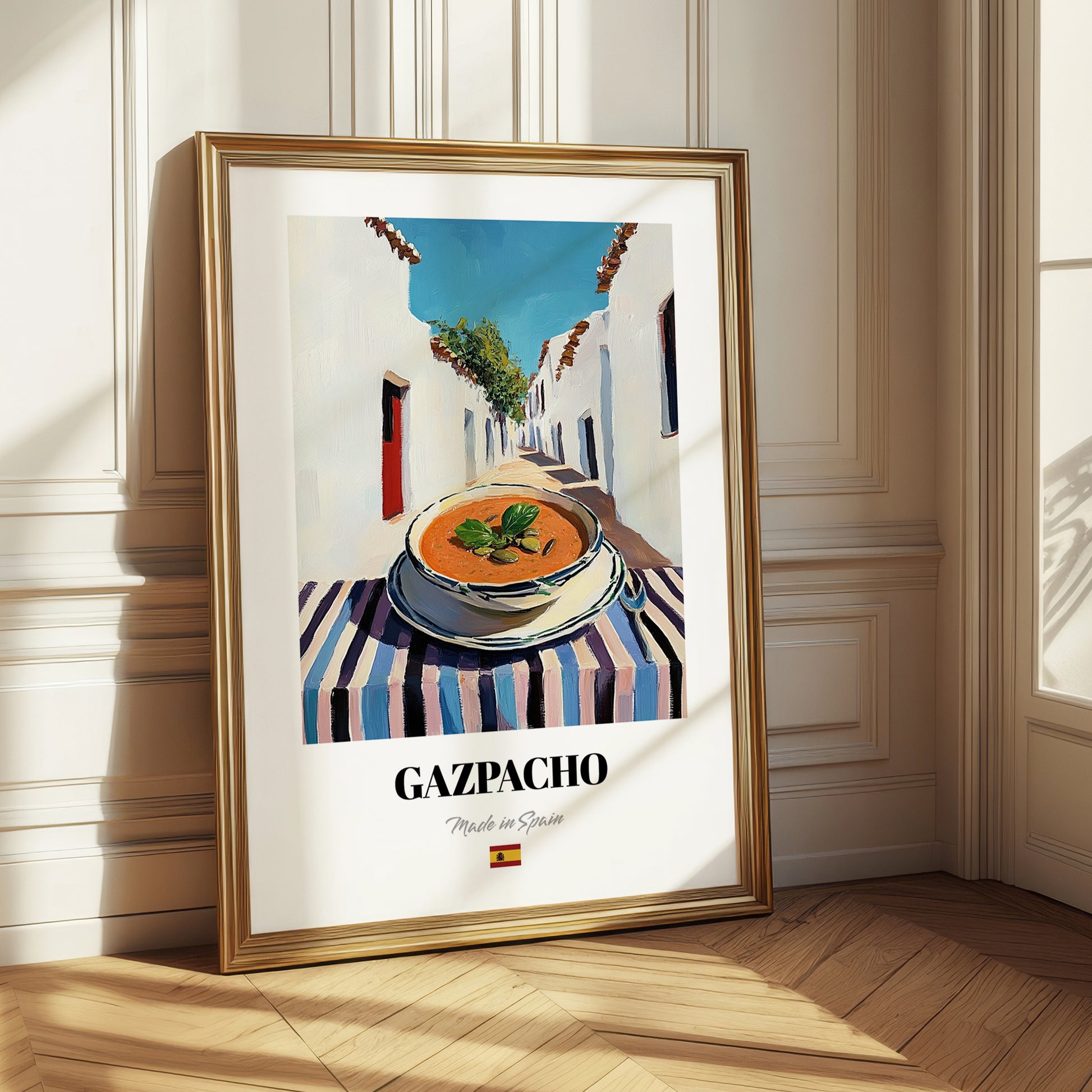 Gazpacho  White Village Street Café, Spanish Food Art