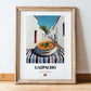 Gazpacho  White Village Street Café, Spanish Food Art, in wooden frame leaning on the floor