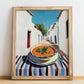 Gazpacho  White Village Street Café, Spanish Food Art, no-text version framed in wood