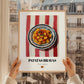 Patatas Bravas – on Striped Tablecloth, Spanish Food Wall Art, styled in a charming Paris street view