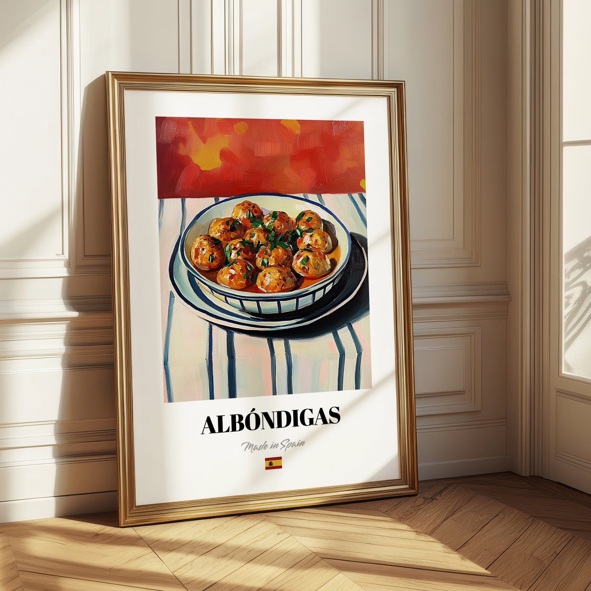 Albóndigas – Colorful Oil Painting, Spanish Food Poster