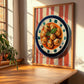 Albóndigas – on Striped Tablecloth, Spanish Food Wall Decor, clean layout with no caption