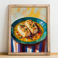 Bacalao al Pil Pil – Oil Painting, Spanish Food Poster, no-text version framed in wood