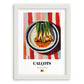 Calçots – on Striped Tablecloth, Spanish Food Still Life, placed in minimal white frame