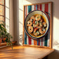 Gambas al Ajillo – on Striped Tablecloth, Spanish Food Print, clean layout with no caption