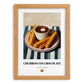 Churros con Chocolate – on Striped Tablecloth, Spanish Dessert Illustration, set in oak frame