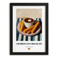 Churros con Chocolate – on Striped Tablecloth, Spanish Dessert Illustration, in sleek black frame