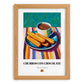 Churros con Chocolate – Colorful Oil Painting, Spanish Dessert Poster, set in oak frame