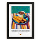 Churros con Chocolate – Colorful Oil Painting, Spanish Dessert Poster, in sleek black frame