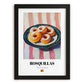 Rosquillas – on Striped Tablecloth, Spanish Dessert Illustration, in sleek black frame