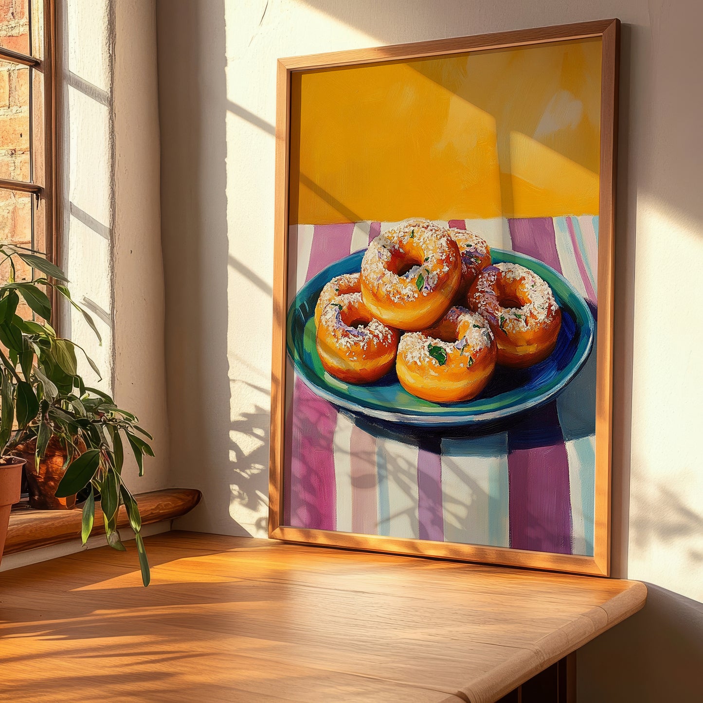 Rosquillas – Colorful Oil Painting, Spanish Dessert Wall Decor, clean layout with no caption