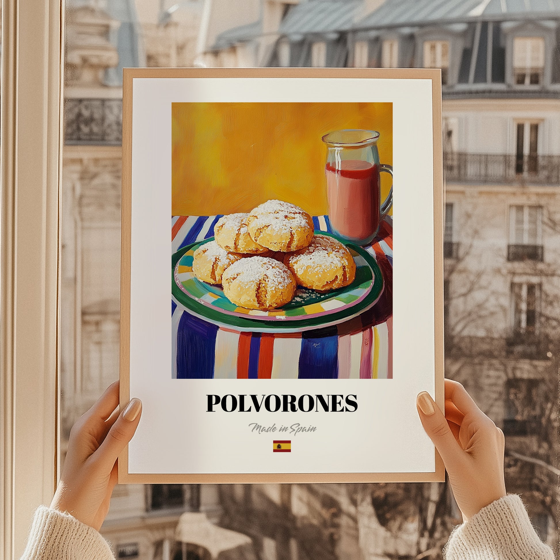 Polvorones – Colorful Oil Painting, Spanish Dessert Wall Illustration, styled in a charming Paris street view