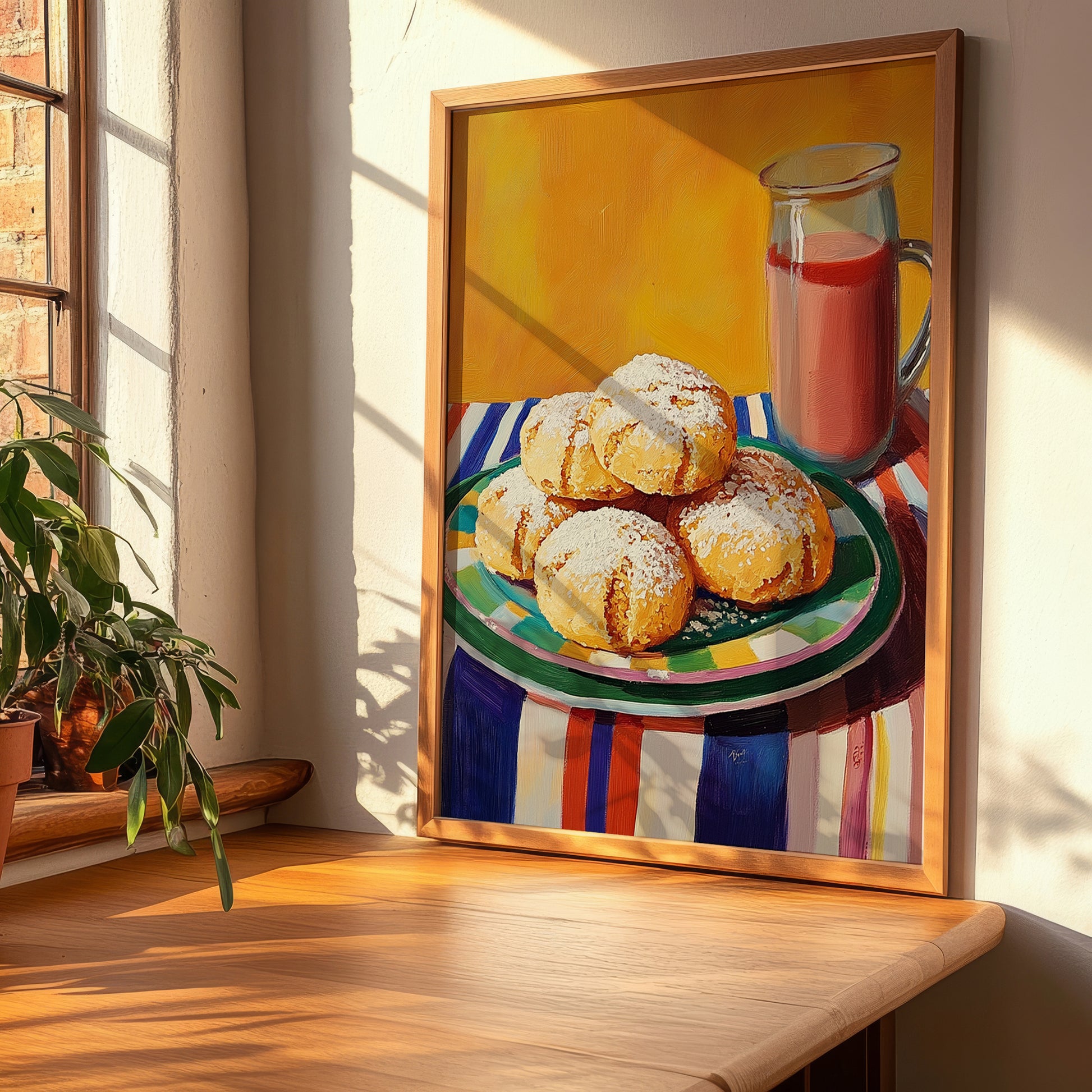 Polvorones – Colorful Oil Painting, Spanish Dessert Wall Illustration, clean layout with no caption