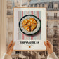 Empanadillas – on Striped Tablecloth, Spanish Pastry Wall Art, styled in a charming Paris street view