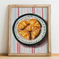 Empanadillas – on Striped Tablecloth, Spanish Pastry Wall Art, no-text version framed in wood