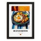 Huevos Rotos – Colorful Oil Painting, Spanish Food Poster, in sleek black frame