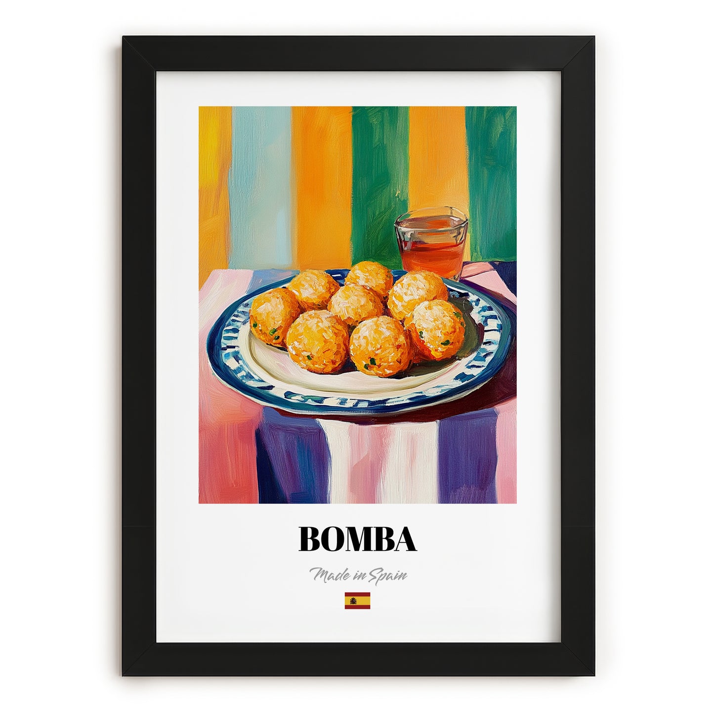 Bomba – Art, Spanish Food Wall Decor, in sleek black frame