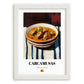 Carcamusas – on Striped Tablecloth, Spanish Food Art, placed in minimal white frame